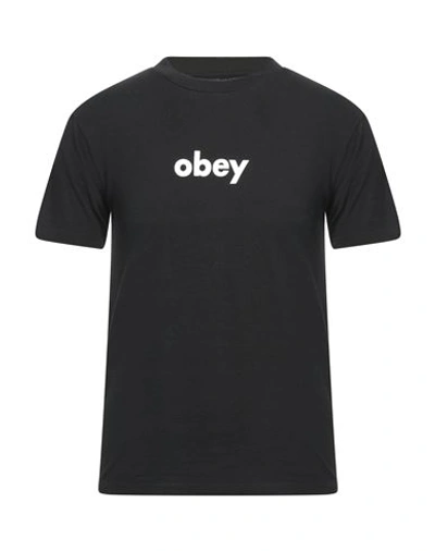 Obey Man T-shirt Black Size M Cotton