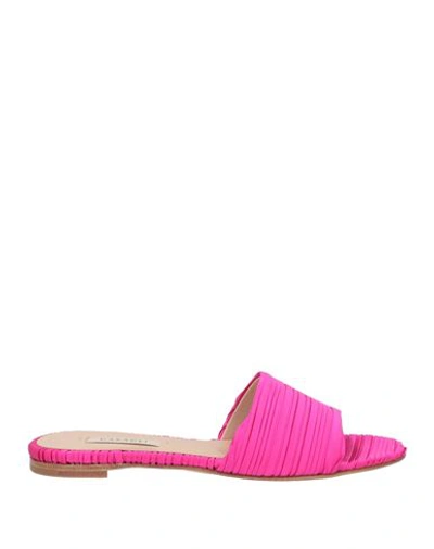 Casadei Woman Sandals Fuchsia Size 10 Textile Fibers In Pink