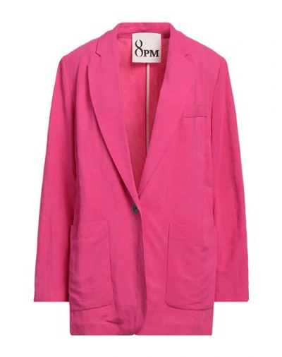 8pm Woman Blazer Fuchsia Size S Viscose, Linen In Pink