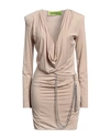 Gauge81 Woman Mini Dress Beige Size M Cupro, Elastane