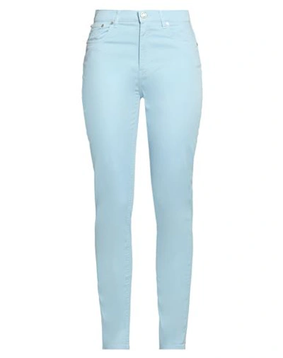 Trussardi Woman Pants Sky Blue Size 30 Cotton, Elastane