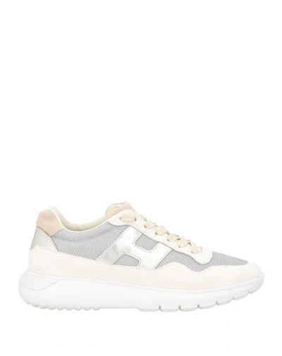 Hogan Woman Sneakers Beige Size 7 Leather, Textile Fibers
