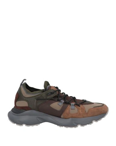 Tod's Man Sneakers Camel Size 8.5 Leather, Textile Fibers In Beige