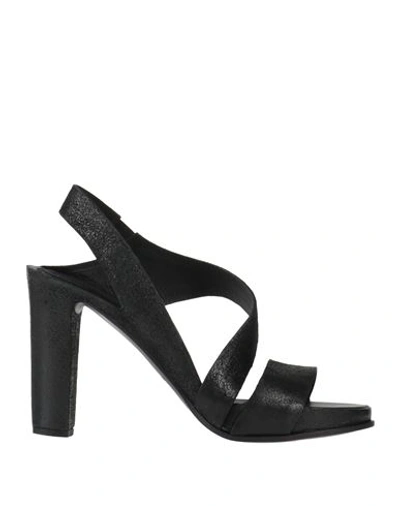Del Carlo Woman Sandals Black Size 11 Leather