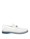 Baldinini Man Loafers White Size 13 Leather In White