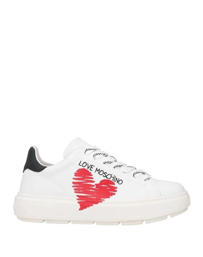Love Moschino Woman Sneakers White Size 11 Calfskin