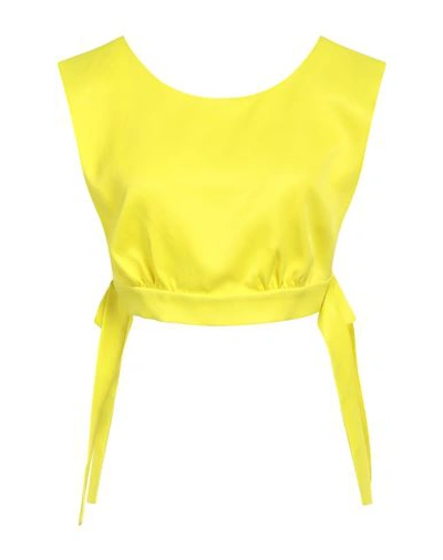 Msgm Woman Top Yellow Size 6 Viscose