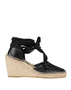 Pinko Woman Espadrilles Black Size 8 Soft Leather, Textile Fibers In Black