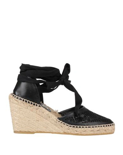 Pinko Woman Espadrilles Black Size 8 Soft Leather, Textile Fibers