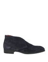 Santoni Man Ankle Boots Midnight Blue Size 12 Leather