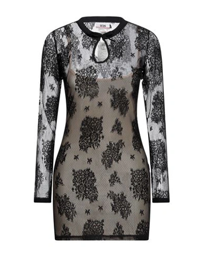 Gcds Woman Mini Dress Black Size L Nylon, Elastane, Polyester