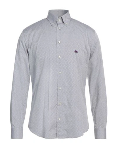 Etro Man Shirt Light Grey Size 16 Cotton