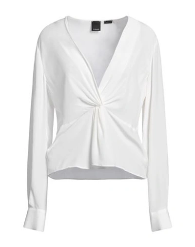 Pinko Woman Top White Size 10 Acetate, Silk