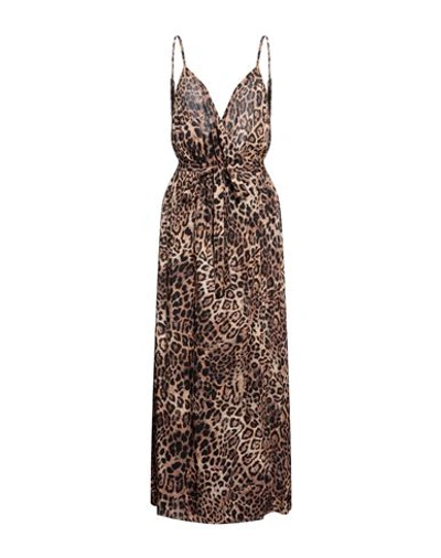 Pinko Woman Maxi Dress Brown Size 8 Viscose, Elastane