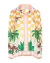 Casablanca Cuban Collar Silk Long Sleeve Shirt In Mandarin
