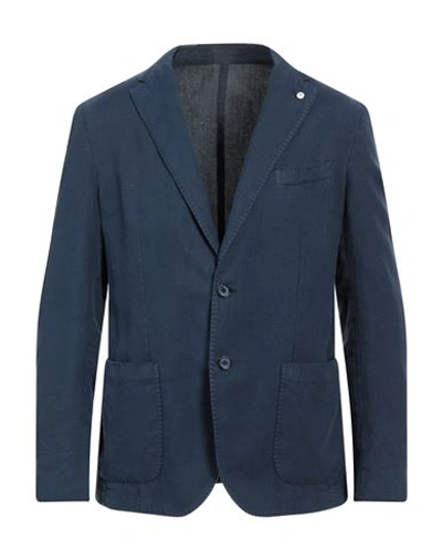 L.b.m 1911 L. B.m. 1911 Man Blazer Midnight Blue Size 38 Cotton, Ramie In Blue