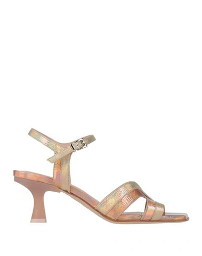 Zinda Woman Sandals Rose Gold Size 12 Leather
