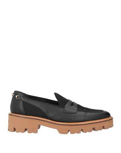 Baldinini Woman Loafers Black Size 11 Leather, Textile Fibers