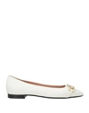 Pollini Woman Ballet Flats Off White Size 11 Leather