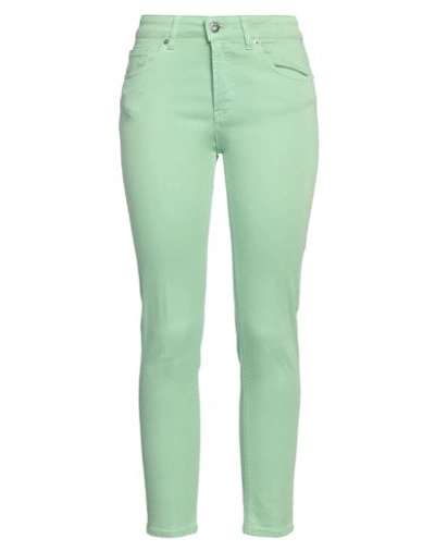 Solotre Woman Jeans Light Green Size 4 Cotton, Elastomultiester, Elastane