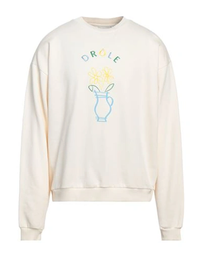 Drôle De Monsieur Man Sweatshirt Ivory Size Xxl Cotton In White