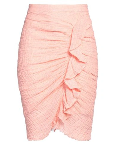 Masscob Woman Mini Skirt Salmon Pink Size 6 Cotton, Linen