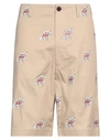 Junya Watanabe Graphic-print Cotton Shorts In Beige