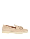 Santoni Woman Loafers Beige Size 10 Soft Leather In Beige