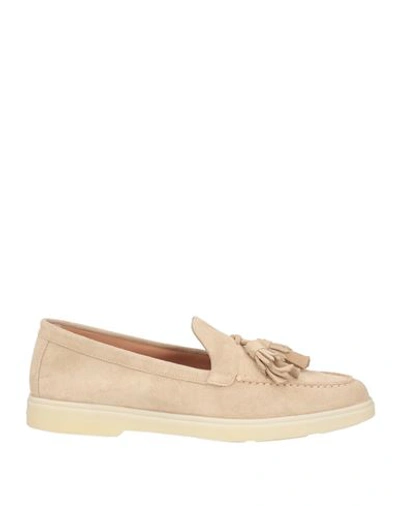 Santoni Woman Loafers Beige Size 10 Soft Leather
