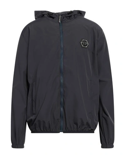 Philipp Plein Man Jacket Midnight Blue Size L Polyester In Blue