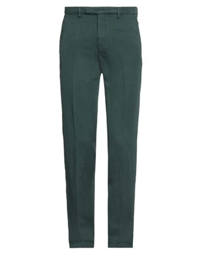 Boglioli Linen Tapered Chinos In Dark Green-turquoise