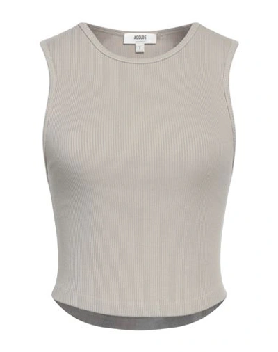 Agolde Woman Tank Top Grey Size S Organic Cotton, Lyocell, Elastane