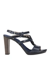 HENRY BEGUELIN HENRY BEGUELIN WOMAN SANDALS MIDNIGHT BLUE SIZE 5 LEATHER