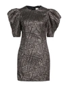 LES COYOTES DE PARIS LES COYOTES DE PARIS WOMAN MINI DRESS DARK BROWN SIZE 6 POLYESTER, METALLIC POLYESTER