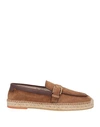 Santoni Man Espadrilles Brown Size 10.5 Soft Leather In Brown