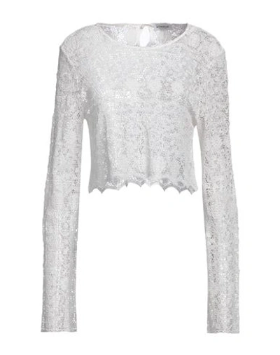 Dondup Woman Top White Size L Viscose, Polyester