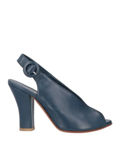 Silvia Rossini Woman Sandals Bright Blue Size 6 Soft Leather