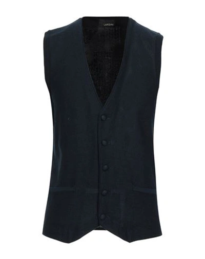 Lardini Man Cardigan Midnight Blue Size 40 Cotton, Silk, Elastane