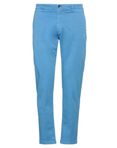 Officina 36 Man Pants Azure Size 36 Cotton, Elastane In Blue