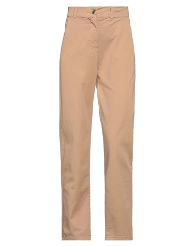 Vicolo Woman Pants Camel Size S Cotton, Elastane In Beige