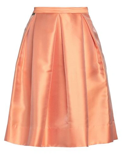 Babylon Woman Midi Skirt Apricot Size 10 Polyester, Silk In Orange