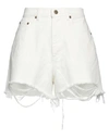 Golden Goose Woman Denim Shorts Off White Size 28 Cotton In Off White