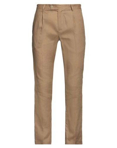 Grey Daniele Alessandrini Man Pants Light Brown Size 36 Linen In Beige
