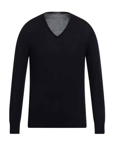 Raf Moore Man Sweater Midnight Blue Size 44 Wool In Blue
