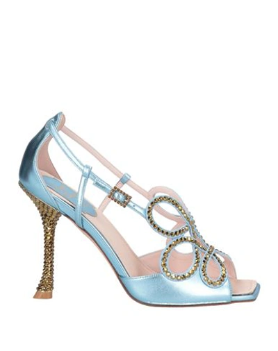 Roger Vivier Woman Sandals Pastel Blue Size 6 Leather