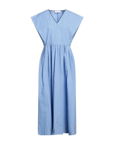 Fabiana Filippi Woman Maxi Dress Light Blue Size 8 Cotton, Brass