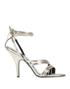 PATRIZIA PEPE PATRIZIA PEPE WOMAN SANDALS PLATINUM SIZE 8 SOFT LEATHER