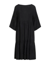 120% Lino Woman Midi Dress Black Size 2 Linen