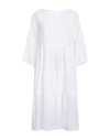 120% Lino Woman Midi Dress White Size 6 Linen