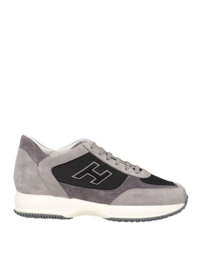 Hogan Man Sneakers Grey Size 9 Textile Fibers, Leather